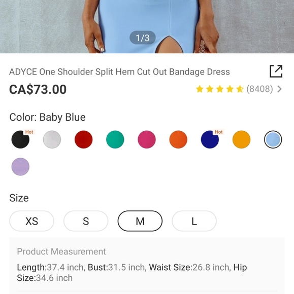 New One Shoulder Split Thigh Bandage Party Cocktail Dress ADYCE Shein medium - Picture 4 of 6